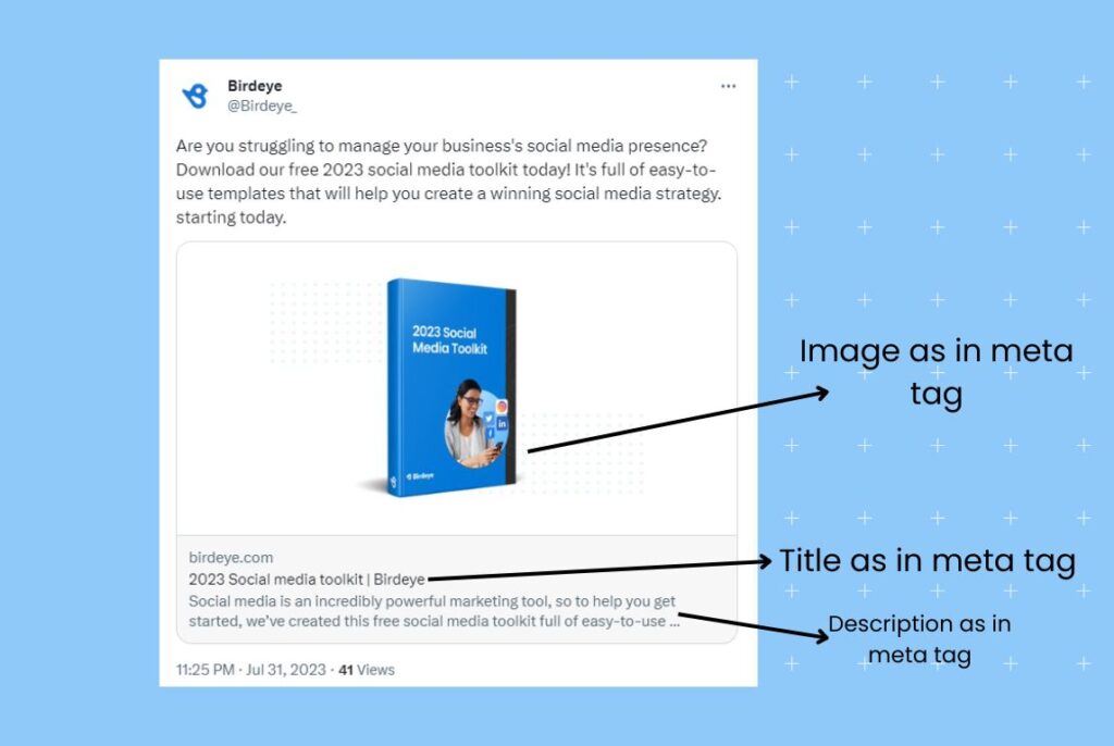 Example of Twitter meta ṭags