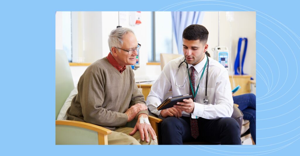 This image depicts a doctor guiding the patient the top 5 Doctor Review Sites for Healthcare Providers.
