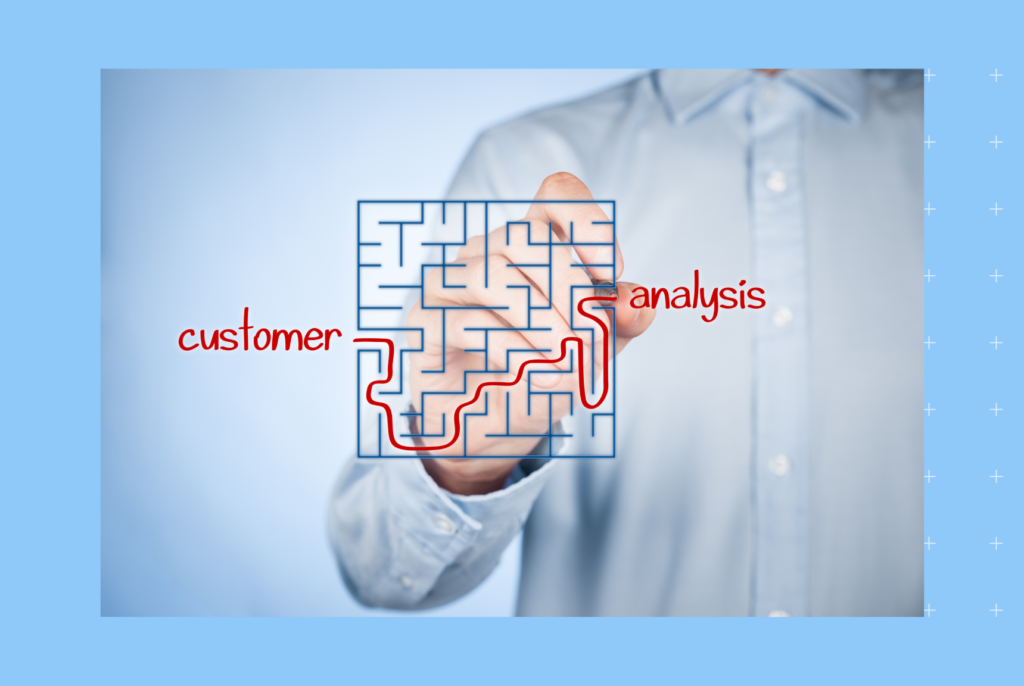 This is an image shows the journey of customer analysis and the content show its benefits.