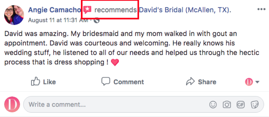 Facebook recommendation example
