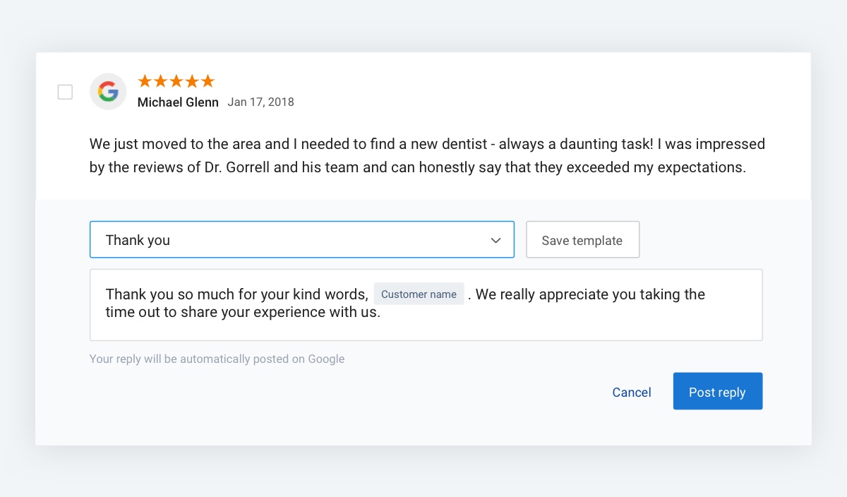 Review response templates make it easy to respond I Birdeye