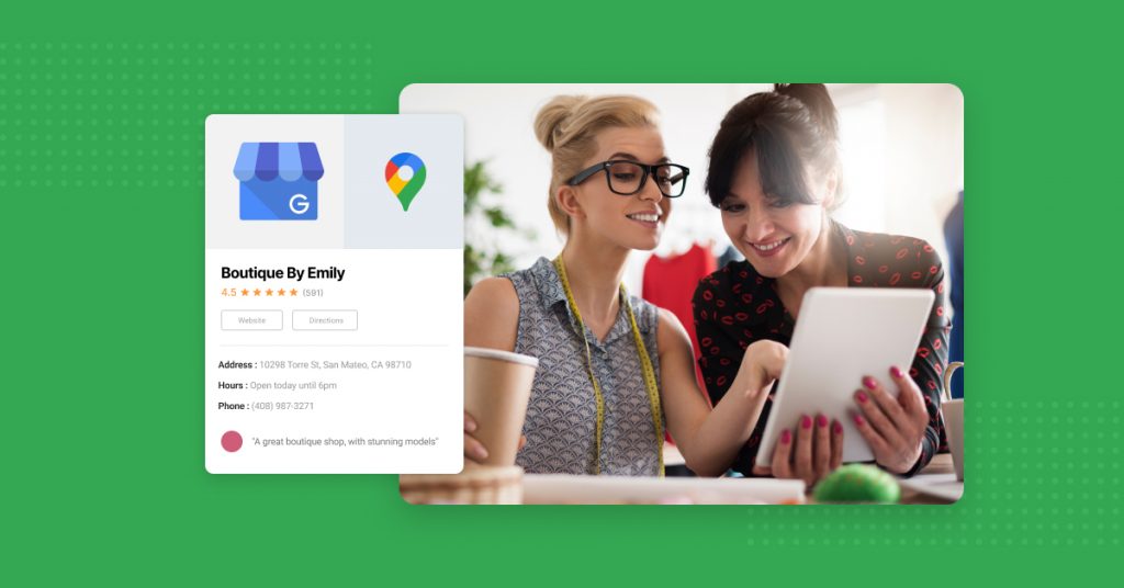 Two women looking at a business's Google Merchant Center