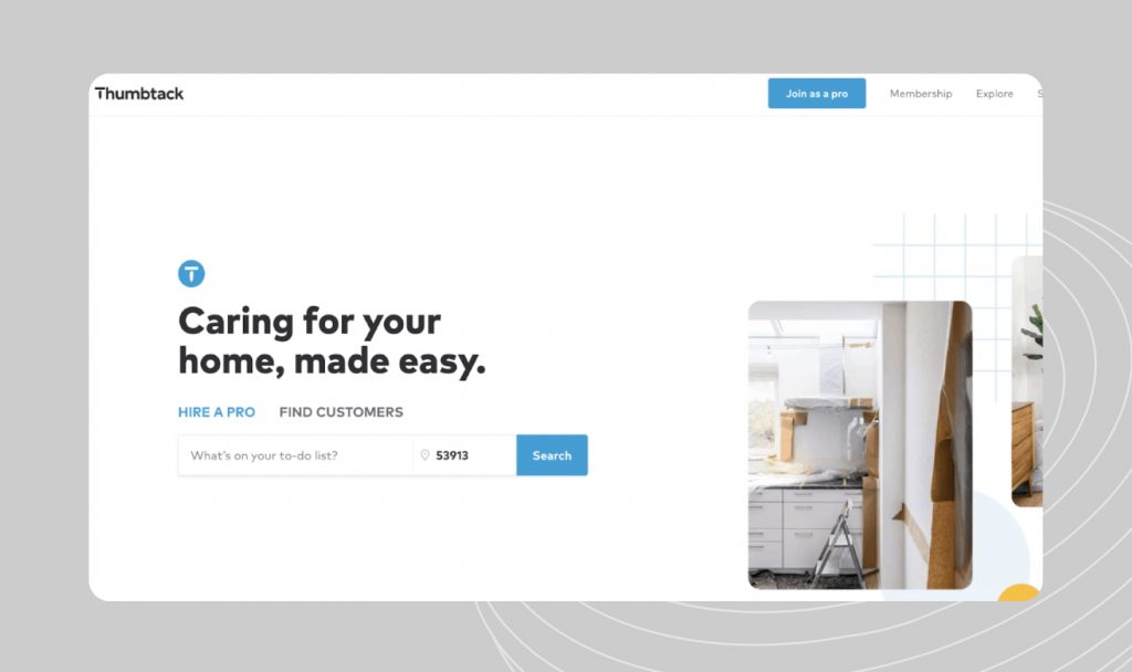 thumbtack.com home screen