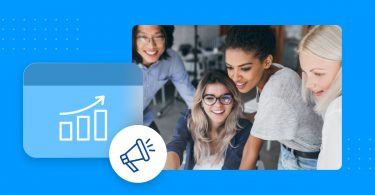 A group of young people around a computer looking at viral marketing