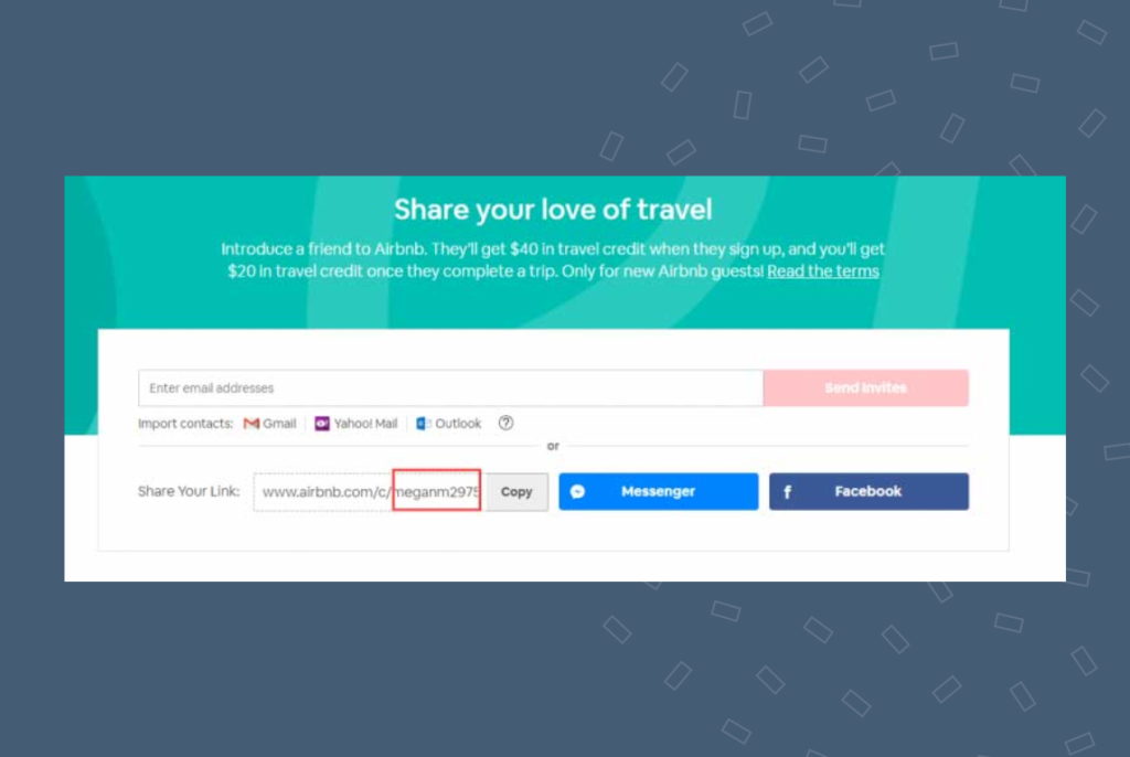 Airbnb referral page
