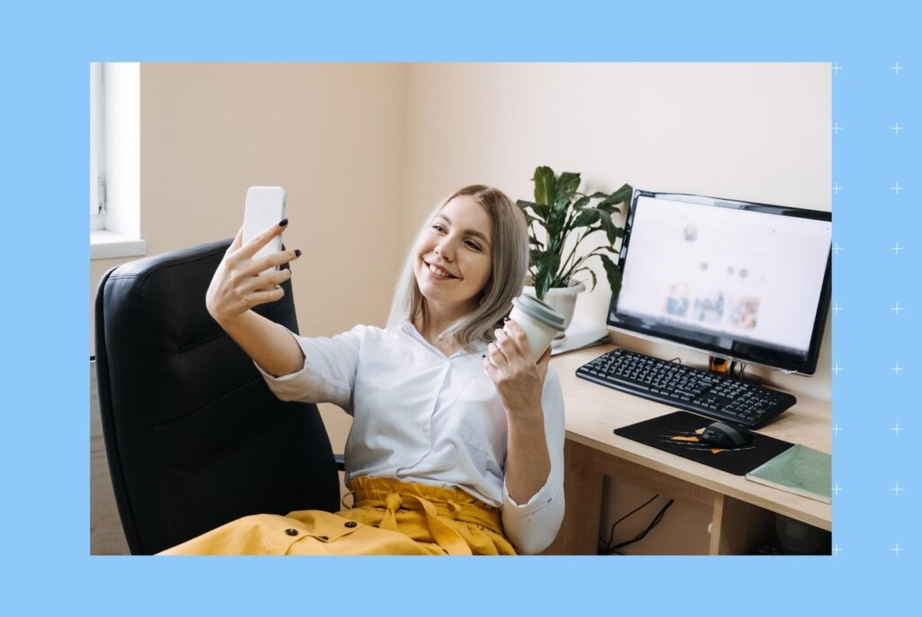This image shows a social media manager showing how to increasing a business's social media profile following.