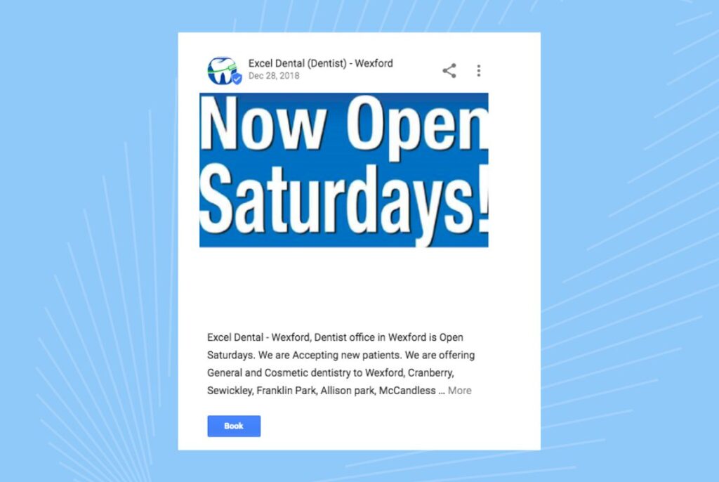 Image showing how announcement Google posts look like