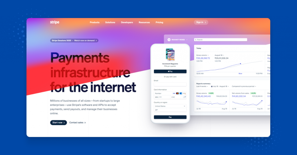 Stripe signup page