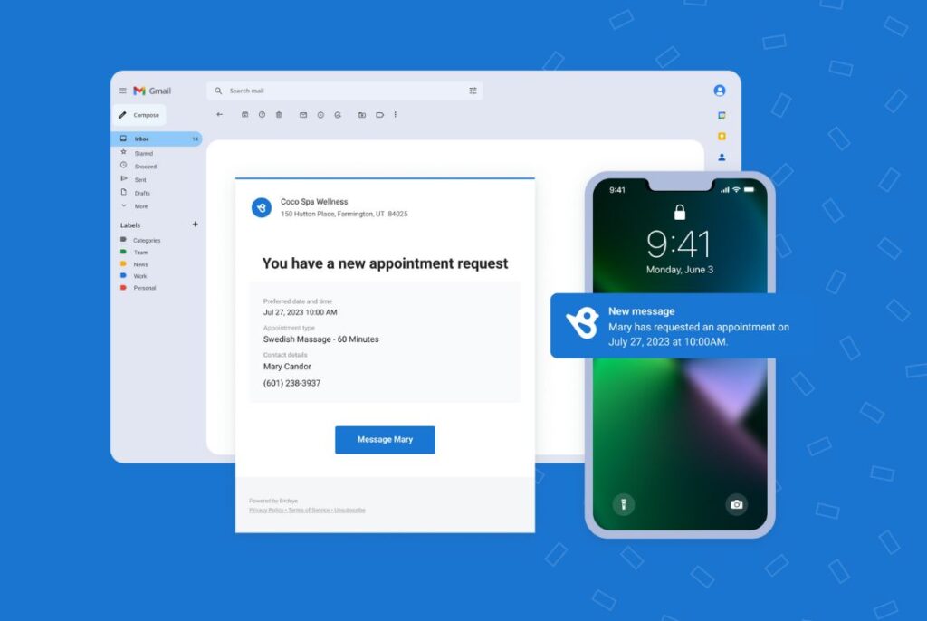 Image shows how a business gets notifications when they work with Birdeye for using Reserve with Google feature