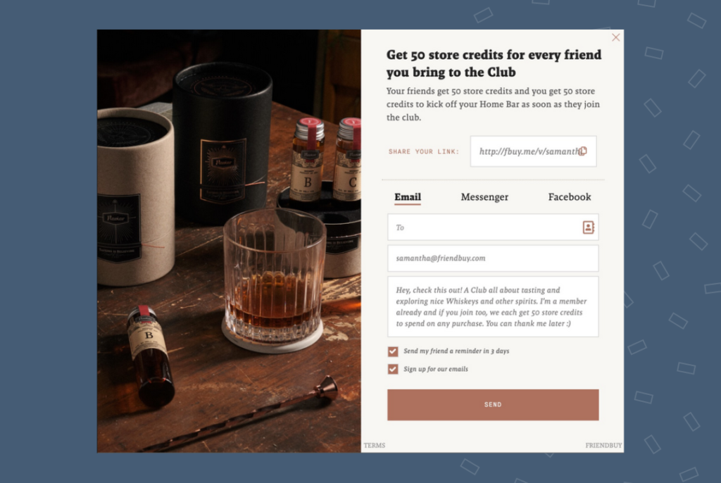 Flaviar referral page
