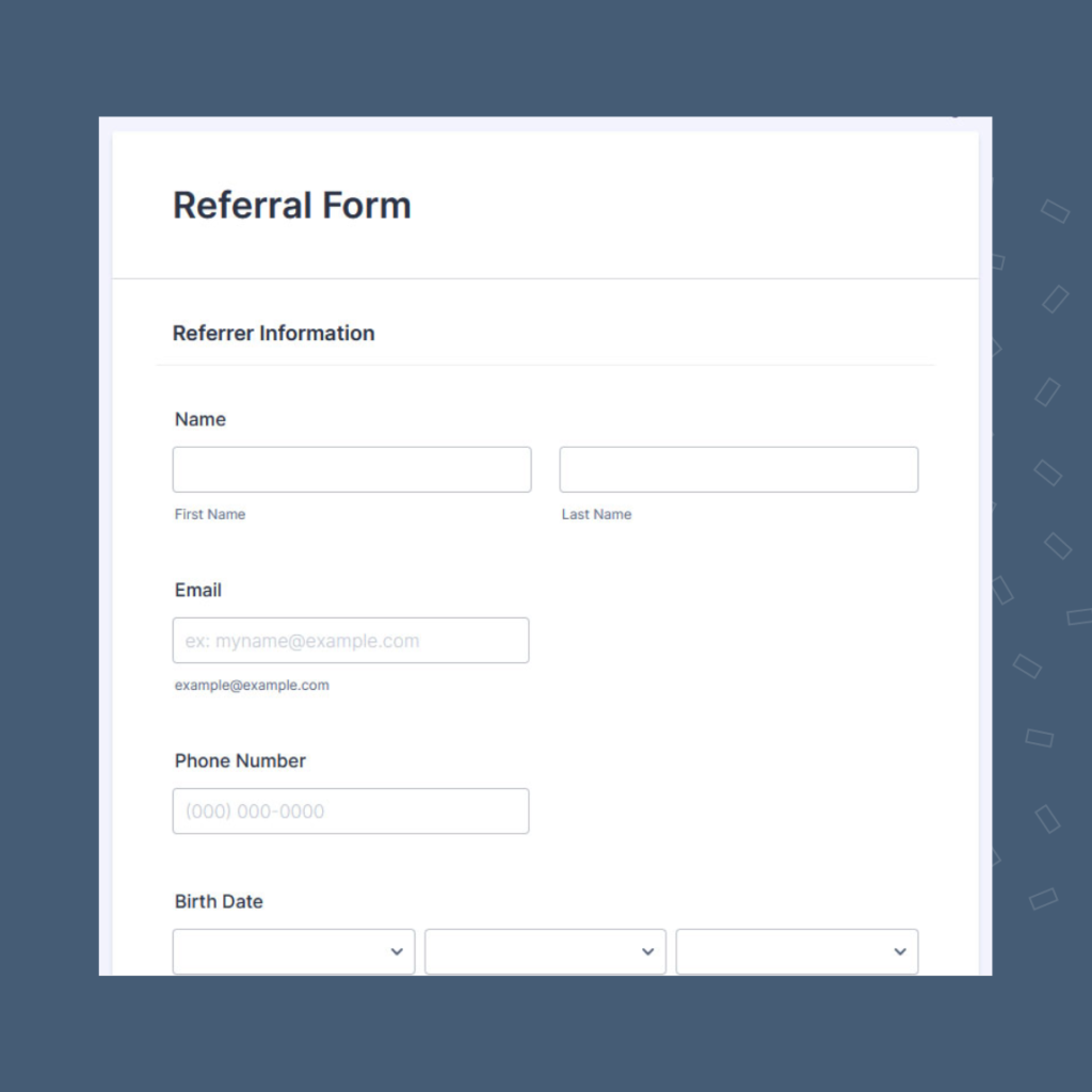 Example of how to use referral forms as referral cards