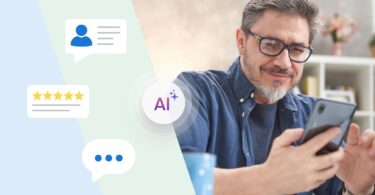 A person looking at AI search results in his phone.