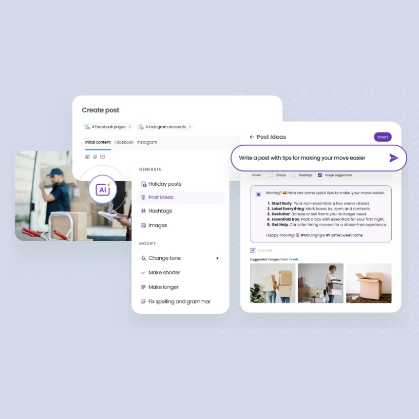 Image shows how to create social media content with Birdeye Social AI