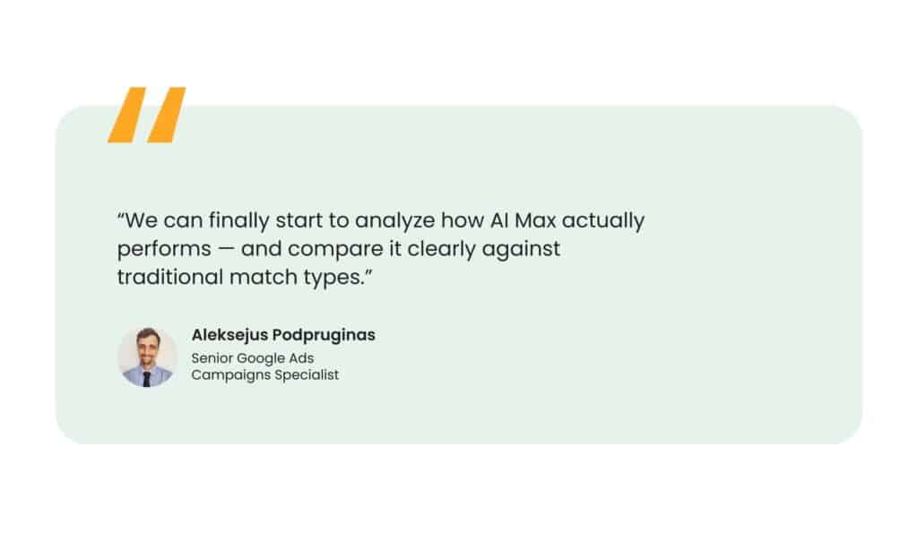 Aleksejus Podpruginas- Senior Google Ads Campaigns Specialist testimonial