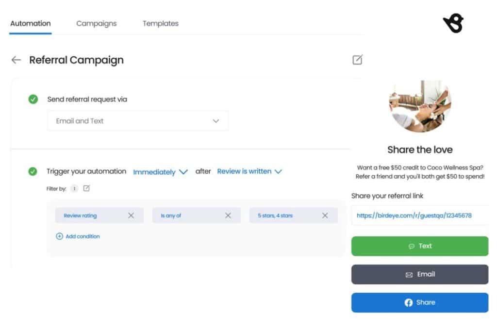 Automate and scale your referral marketing program with Birdeye Referrals
