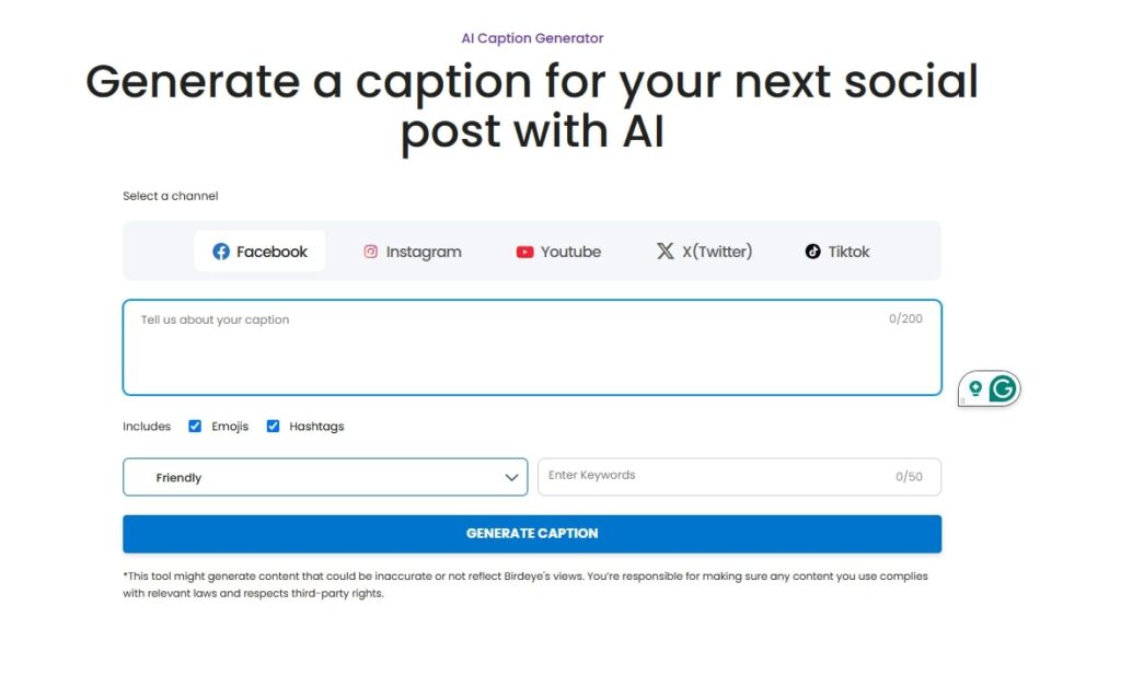 Birdeye's AI Facebook caption generator