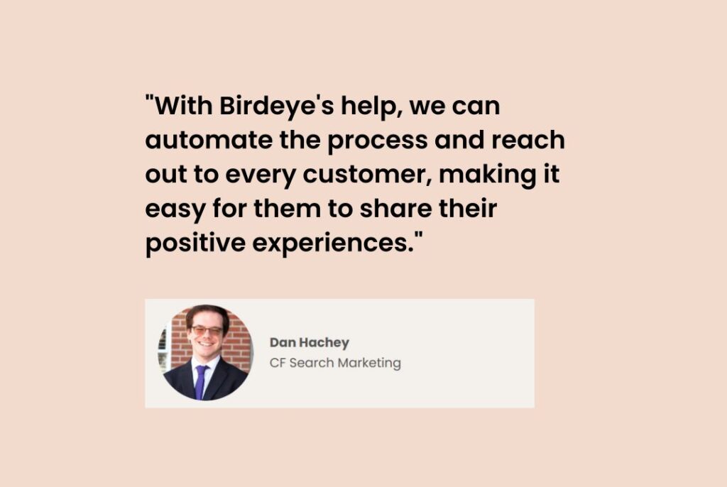 Birdeye and CF Search Marketing case study testimonial