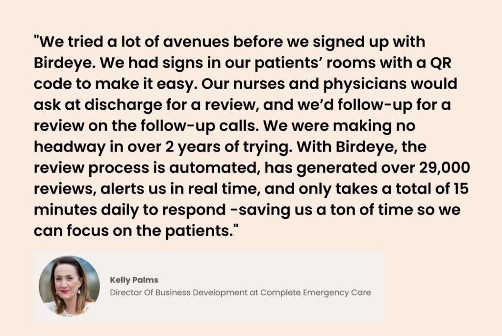 Birdeye and Complete Care case study testimonial on Reviews AI