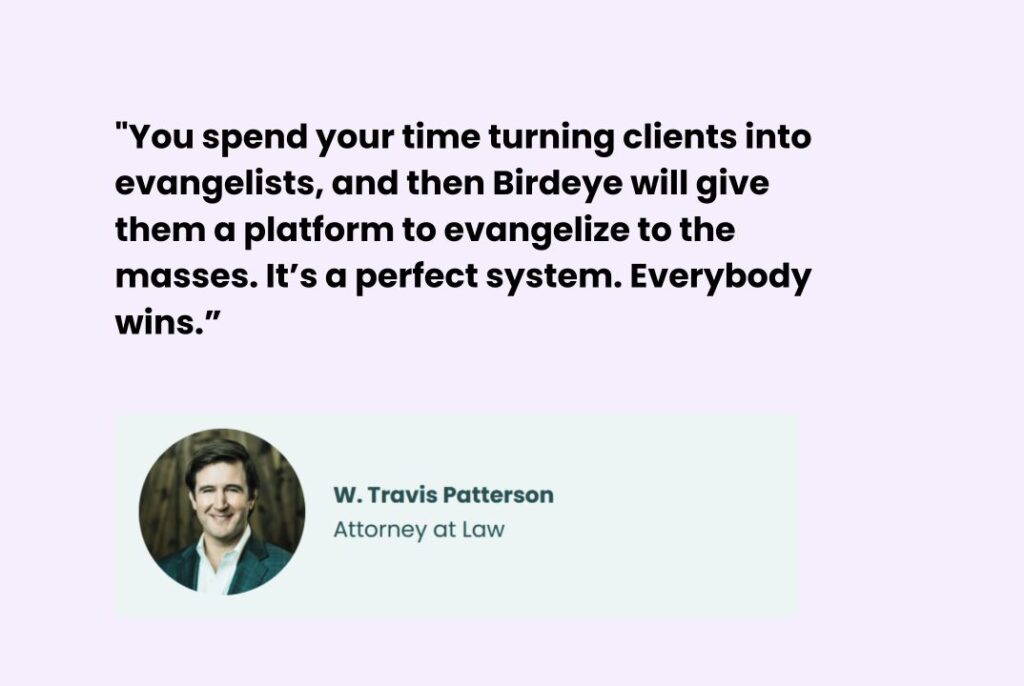 Birdeye and Patterson Law Group testimonial