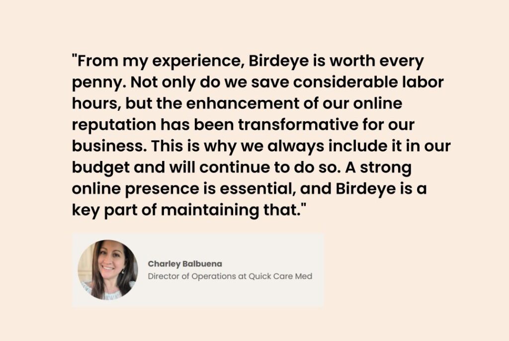 Birdeye and Quick Care Med success story customer testimonial