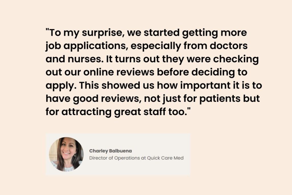 Birdeye and Quick Care Med testimonial on the importance of online reviews