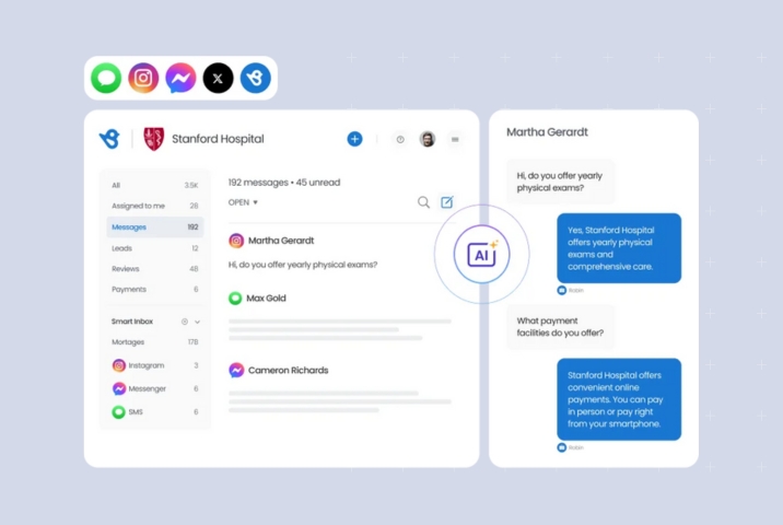 Image shows Birdeye's system for using conversational AI in healthcare
