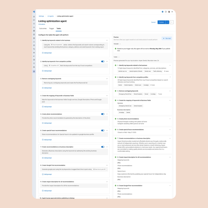Image shows how Birdeye's Agentic AI delivers Listings Optimization for multi-location businesses 