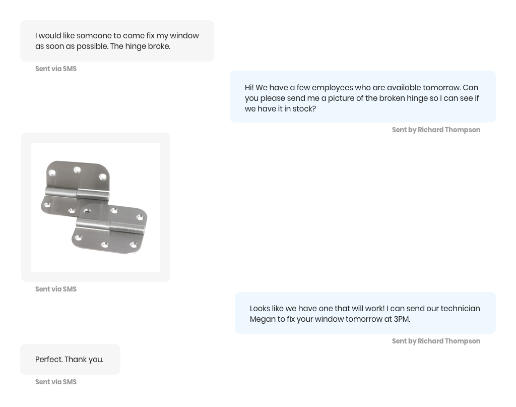 A text conversation showing how contractors are communicating during COVID-19.