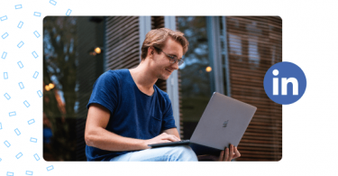 Happy young professional enjoying the benefits of LinkedIn marketing.