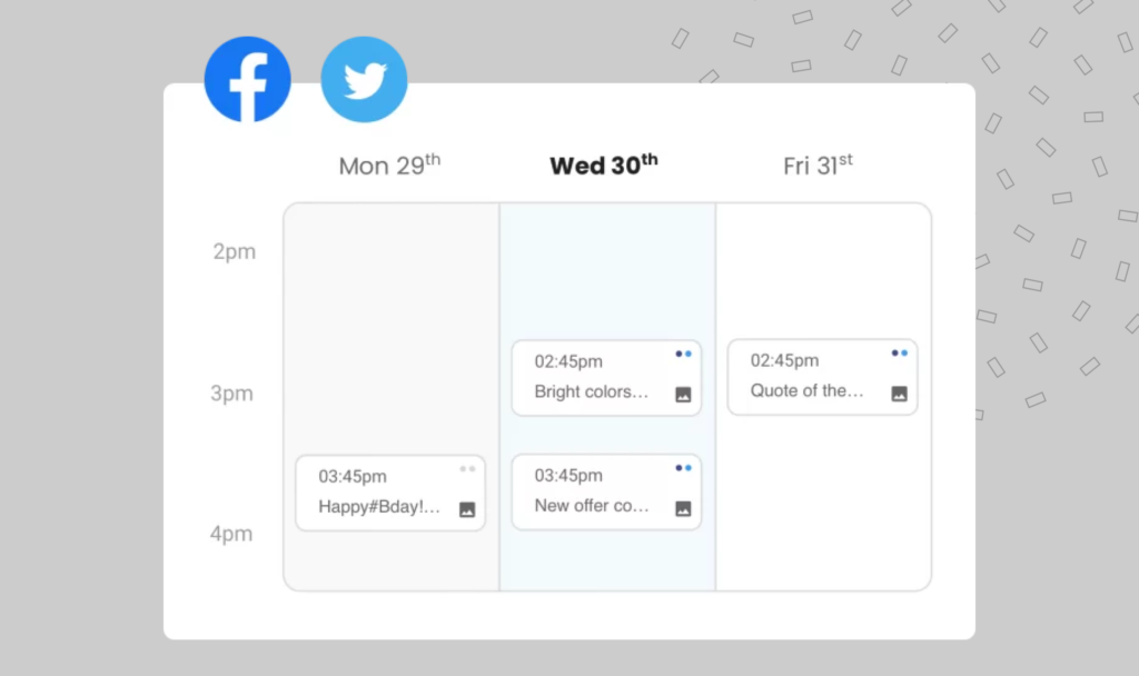 Social media scheduling tool snapshot