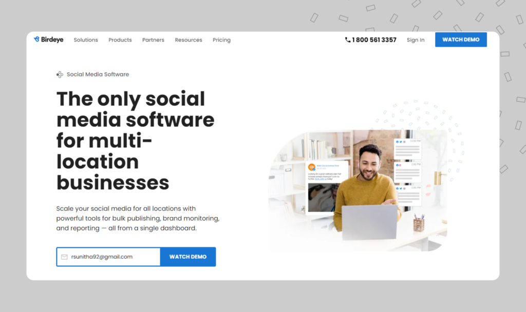 Birdeye Social landing page