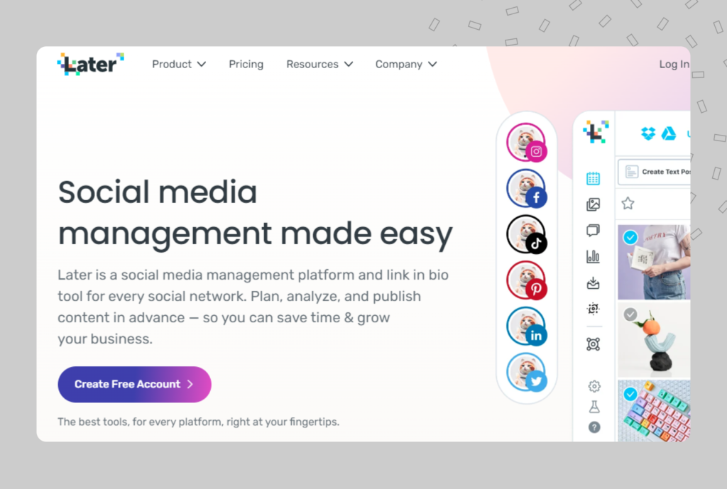Later landing page