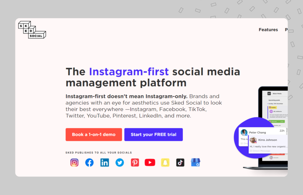 Sked Social landing page