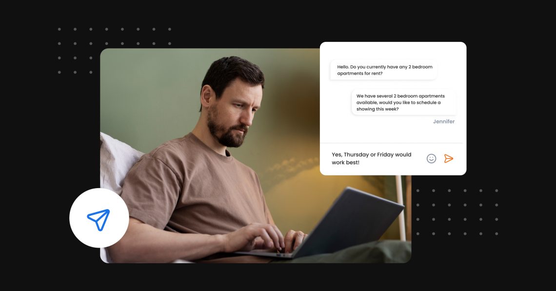 Man using messaging to book an apartment showing