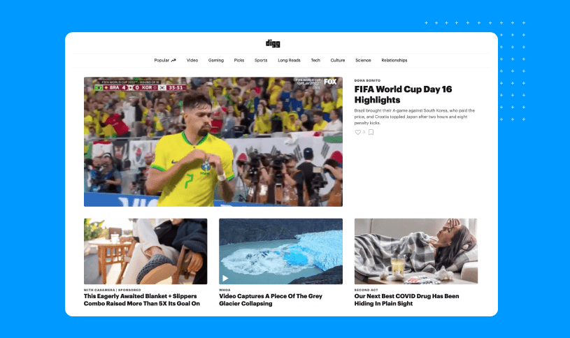 Screenshot of Digg homepage