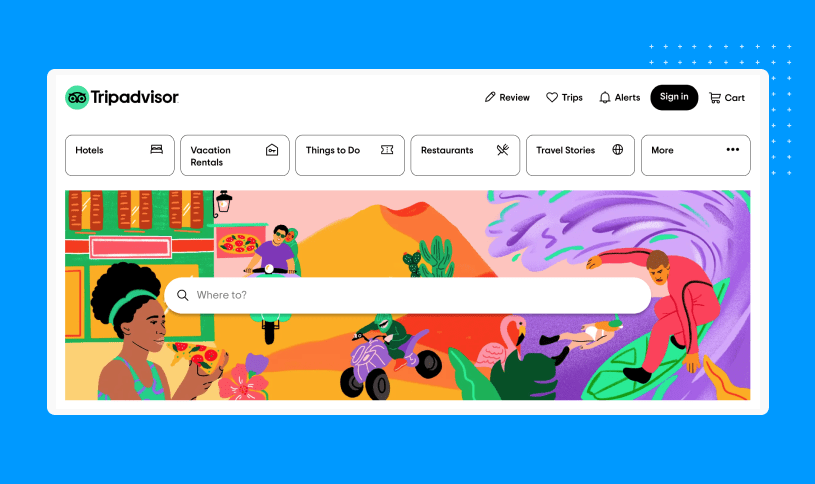 Screenshot of Tripadvisor's home page