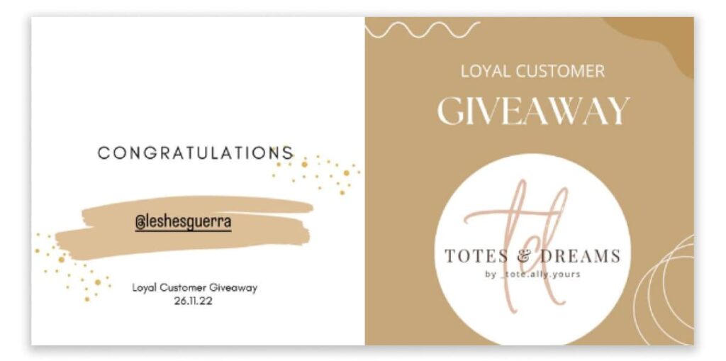 Social media contest example of a loyal customer giveaway.
