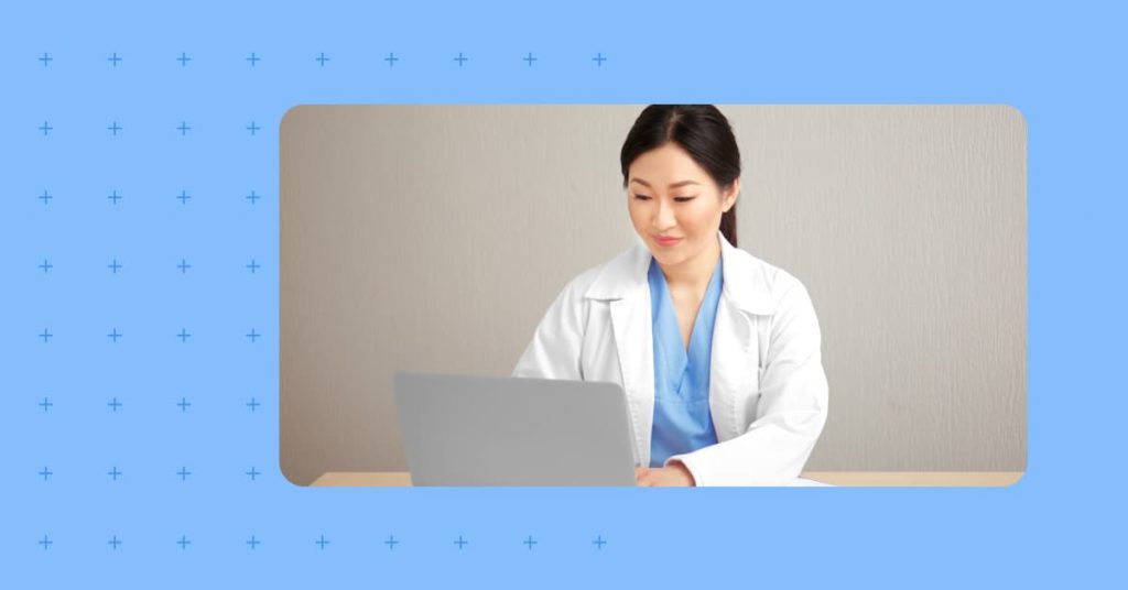 A doctor using their medical appointment scheduler to check their upcoming appointments.