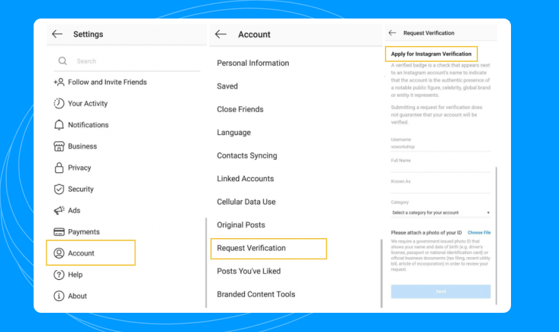 Knowledge - 'How to verify account on Instagram' 