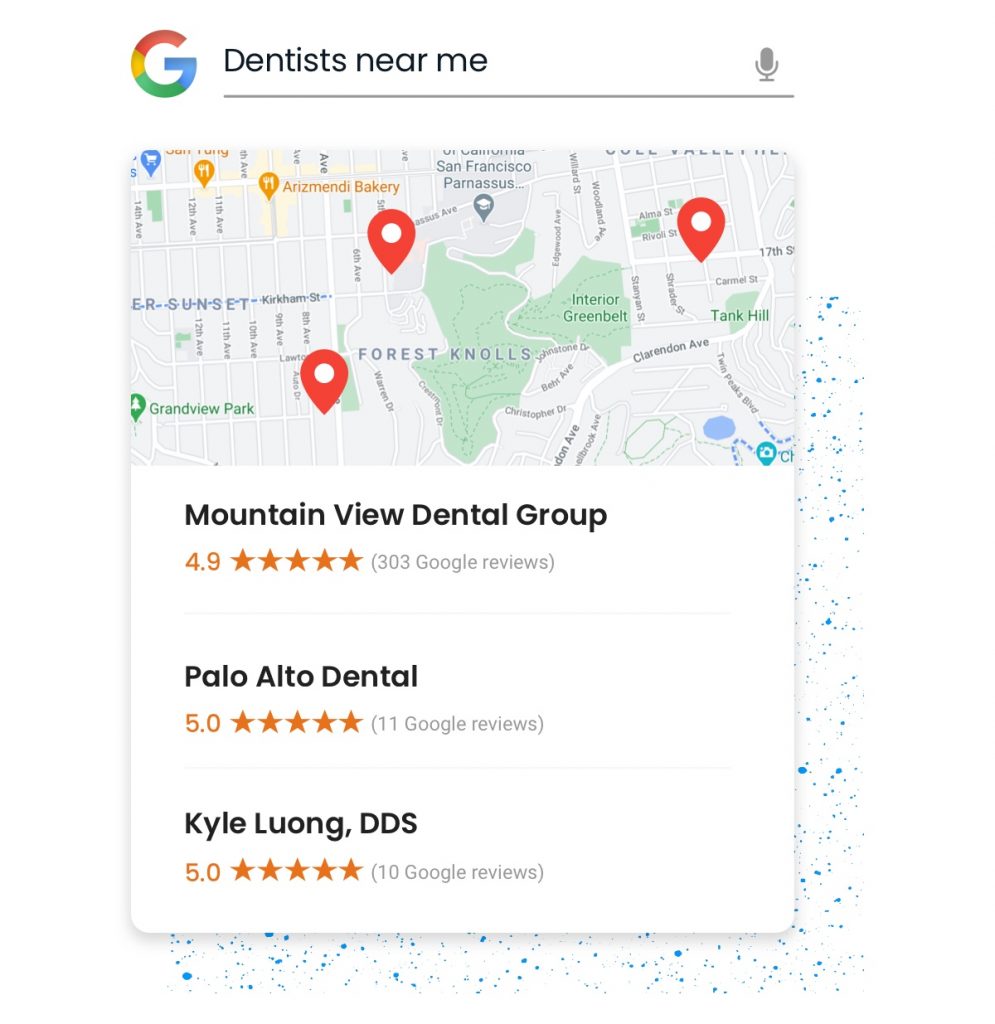 Dentist near me results found on google search