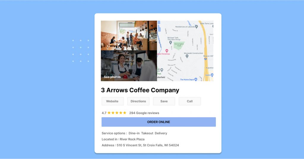 Example Google Business Profile in search results
