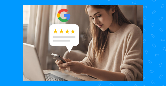 A girl using a smartphone to review Google business profile.