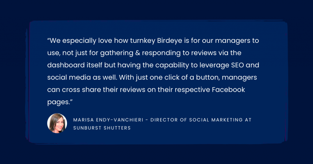 Customer success story about using Birdeye for review management.