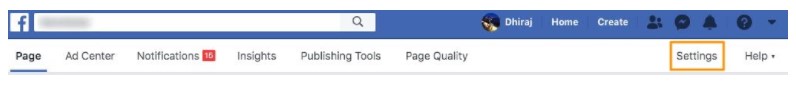 Delete Facebook business page Step 1