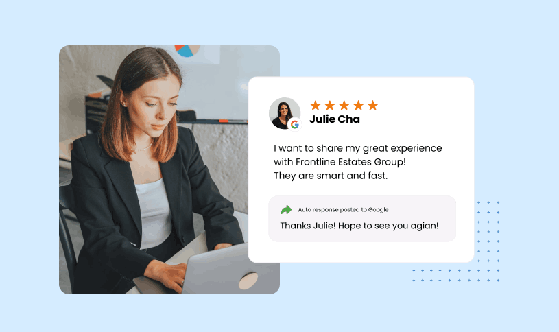 Example of a real estate agent actively managing her real estate review sites