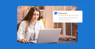 Woman on her laptop looking at Google Seller Ratings
