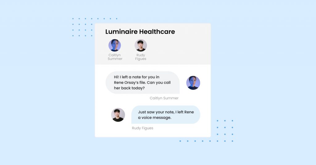 Team chat example for healthcare industry