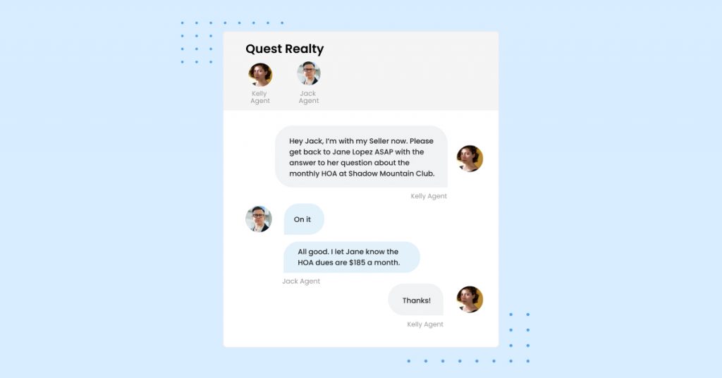 Team chat example for real estate industry