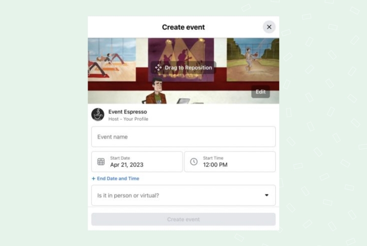 This image shows ho Facebook event cover photo looks on the invite page