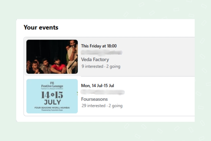 This image shows ho Facebook event cover photo looks on the calendar page